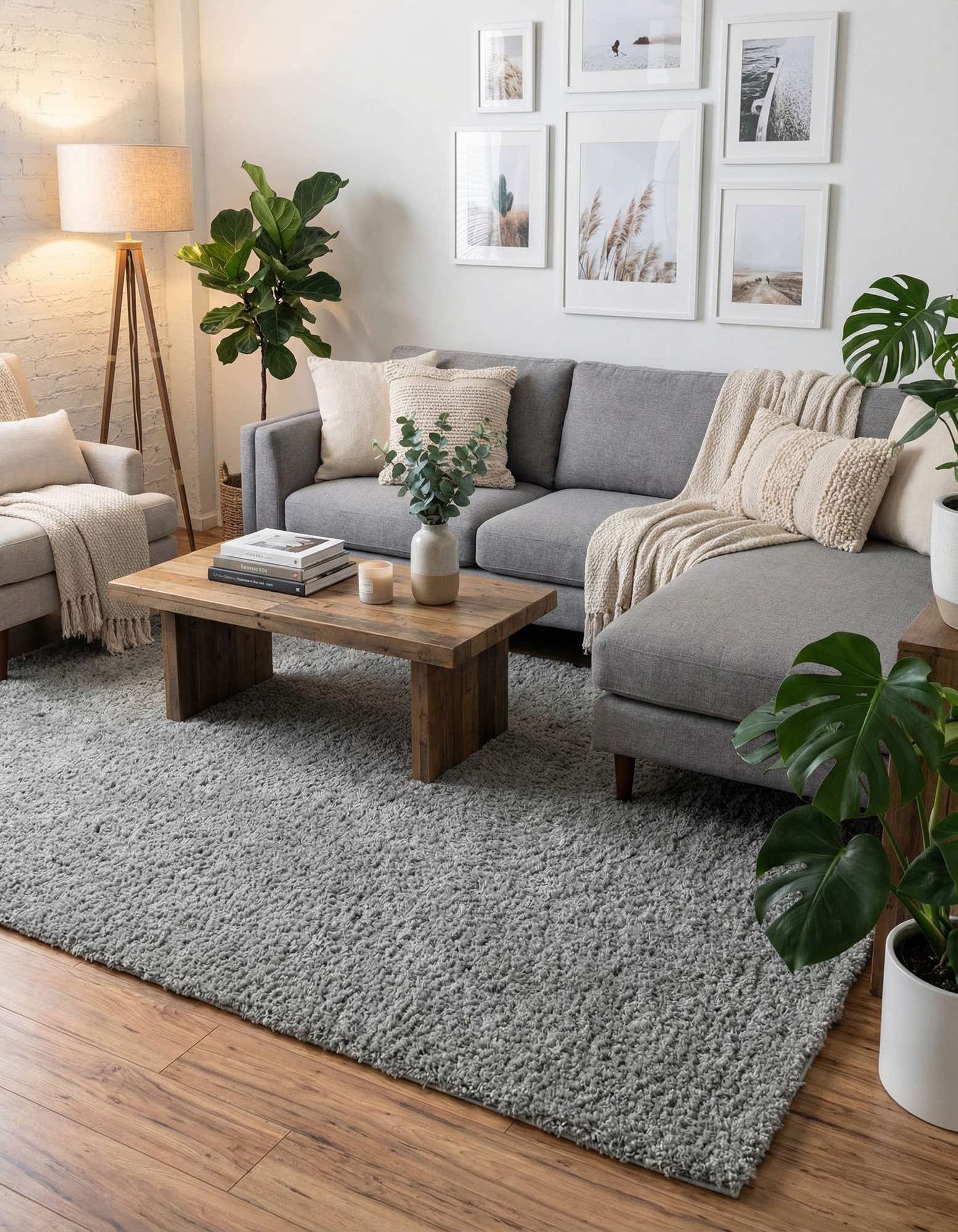 8' x 11' Soft Solid Shag Rug