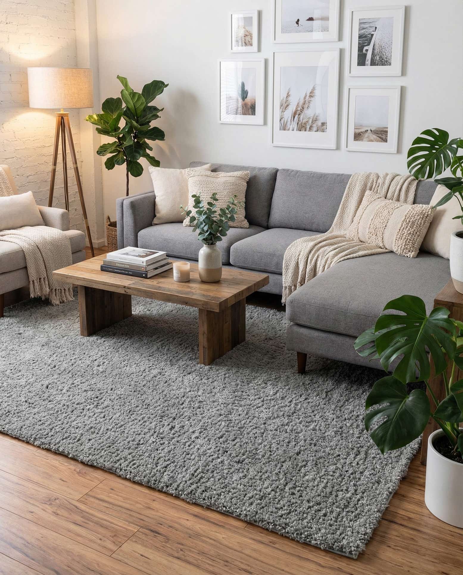 8' x 11' Soft Solid Shag Rug