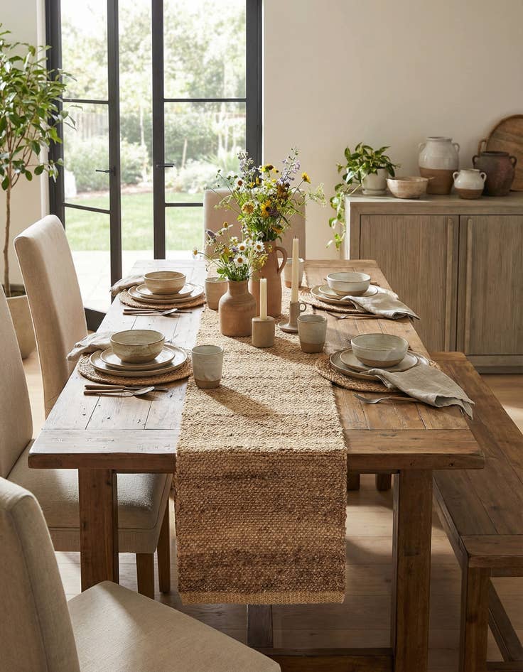 Detail image of  1' 2 x 10'  Hand Braided Jute Table Runner Rug