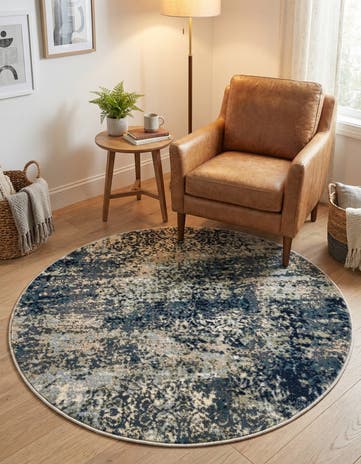 Navy Blue Gossamer Round Rug