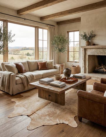 6' 6 x 7' 3 Cowhide Leather Rug