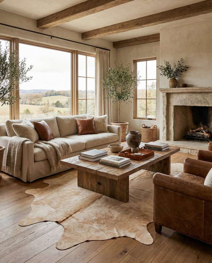 6' 6 x 7' 3 Cowhide Leather Rug