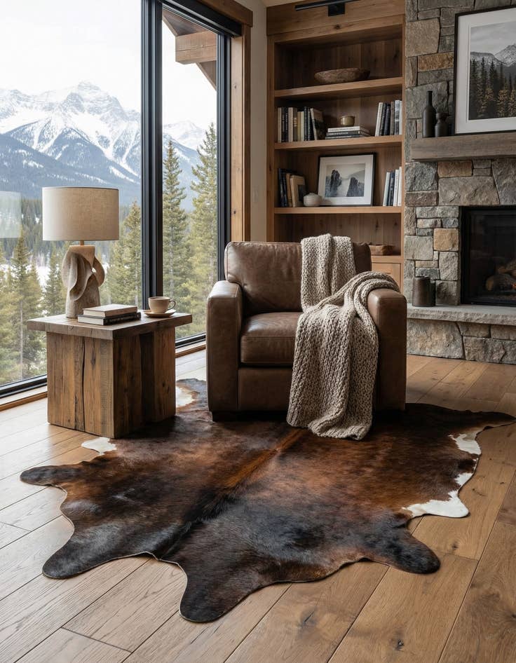 Detail image of 5' 9 x 6' 6 Cowhide Leather Rug