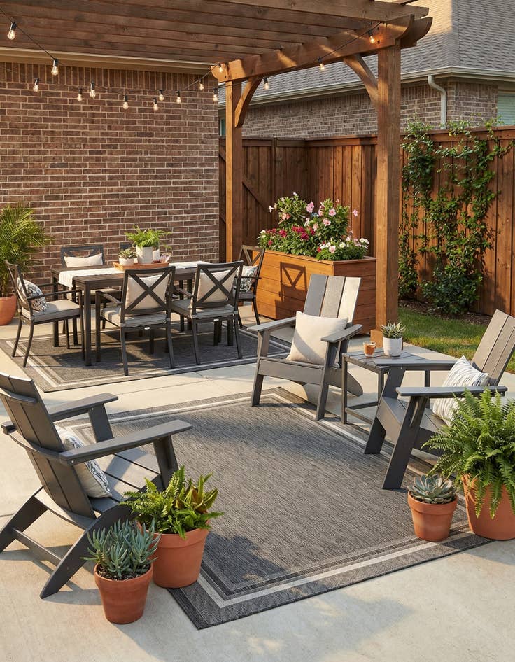 Detail image of 7' 10 x 11'  Washable Border Indoor / Outdoor Rug