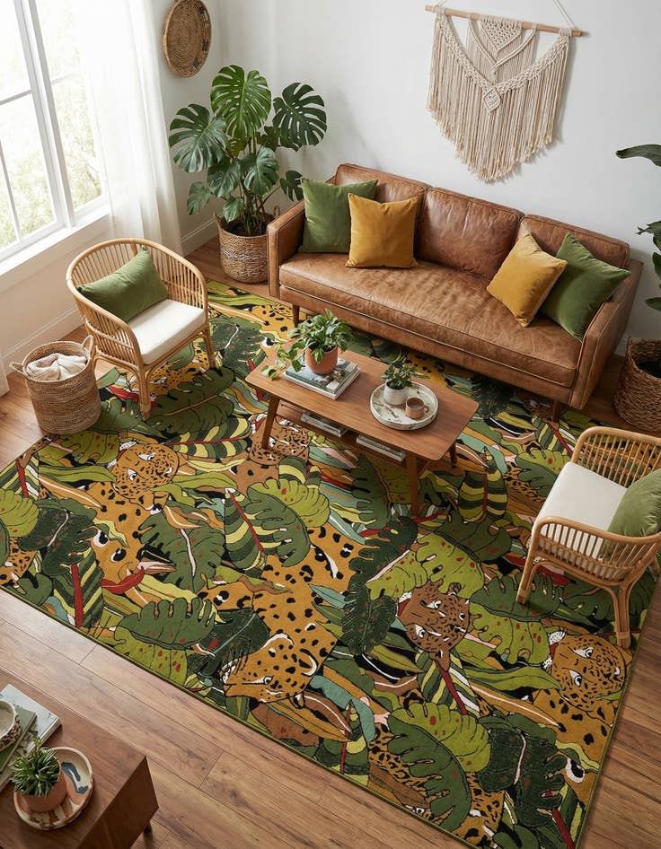 Detail image of 9' x 12'  Washable Botanical Indoor / Outdoor Rug