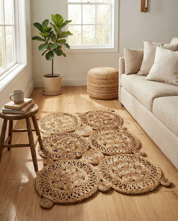 2' x 3' 1 Handmade Braided Jute Rug