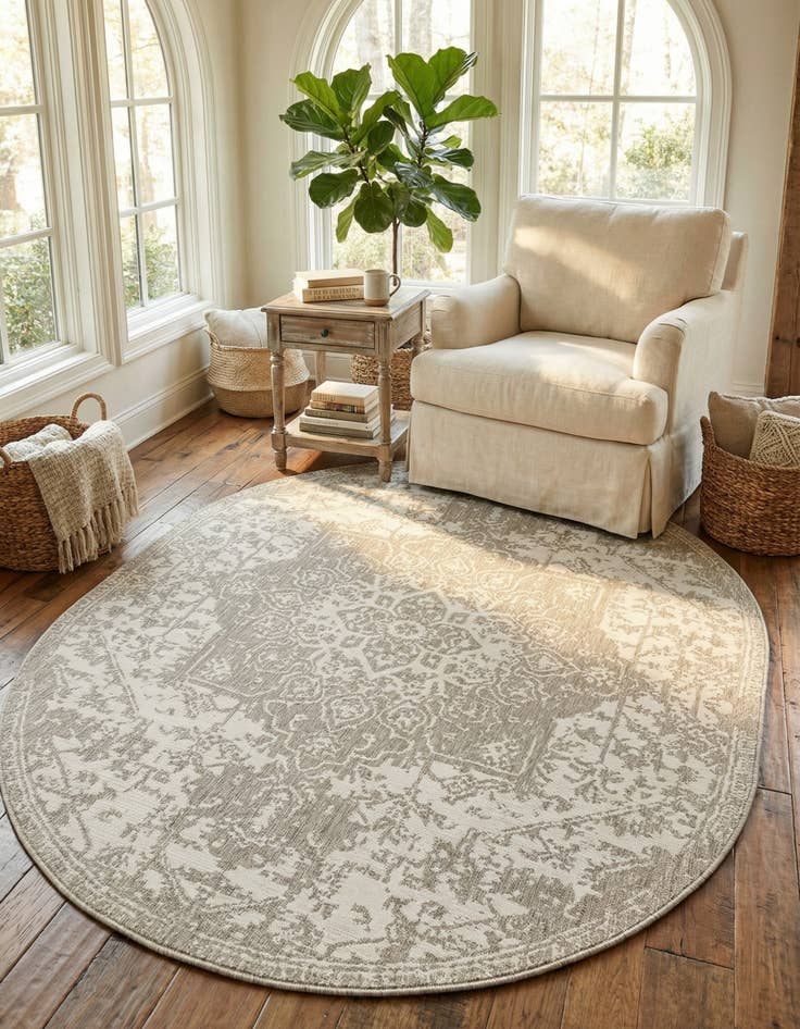 Detail image of 7' 10 x 10'  Washable Jill Zarin Dubai Indoor / Outdoor Oval Rug
