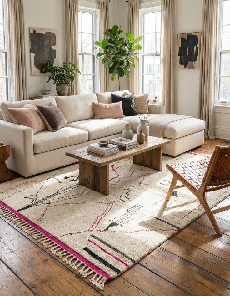 Detail image of  8' 2 x 10' 7  Hand Knotted Moroccan Wool Rug