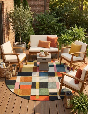 Easy-Clean Casablanca Indoor / Outdoor Round Rug