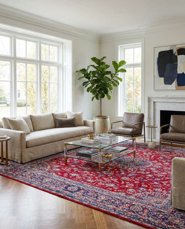 9' 8 x 13' 4 Hand Knotted Mashad Persian Wool Rug