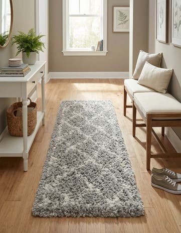 Ash Gray Infinity Shag Runner Rug