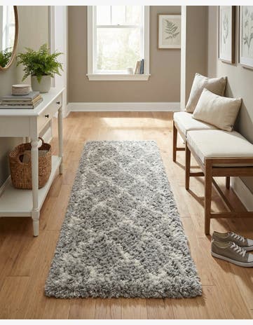 Ash Gray Infinity Shag Runner Rug