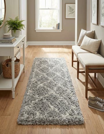 Ash Gray Infinity Shag Runner Rug