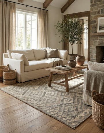 5' 3 x 6' 6 Hand Woven Kilim Maymana Wool Rug