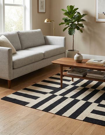 4' 3 x 6' Hand Woven Kilim Modern Wool Rug