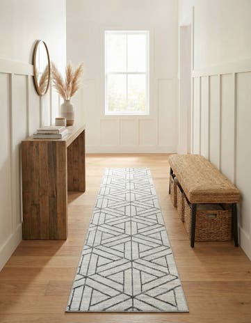 White Lattice Trellis Runner Rug