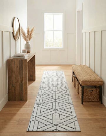 White Lattice Trellis Runner Rug