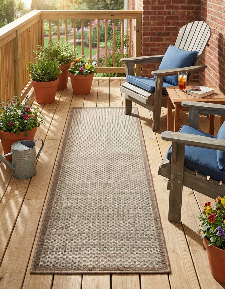 Detail image of 2' x 6'  Washable Border Indoor / Outdoor Runner Rug