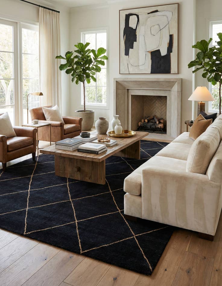 Detail image of 6' 7 x 10' 5  Hand Knotted Moroccan Wool Rug