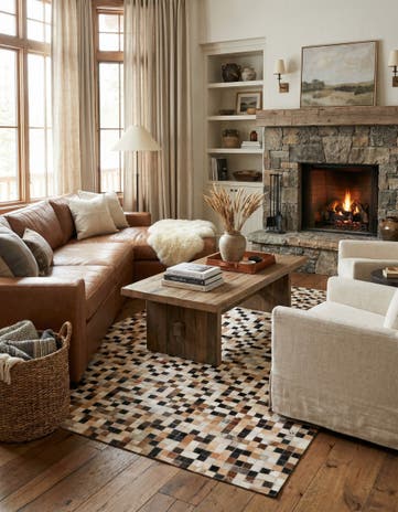 5' x 8' Cowhide Leather Rug