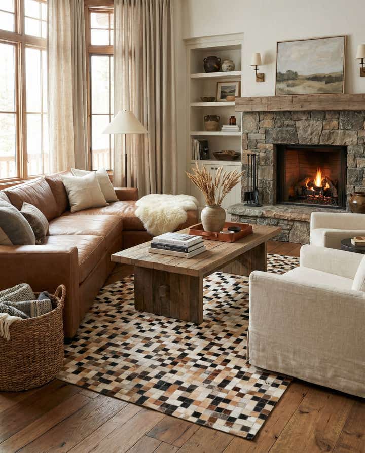5' x 8' Cowhide Leather Rug