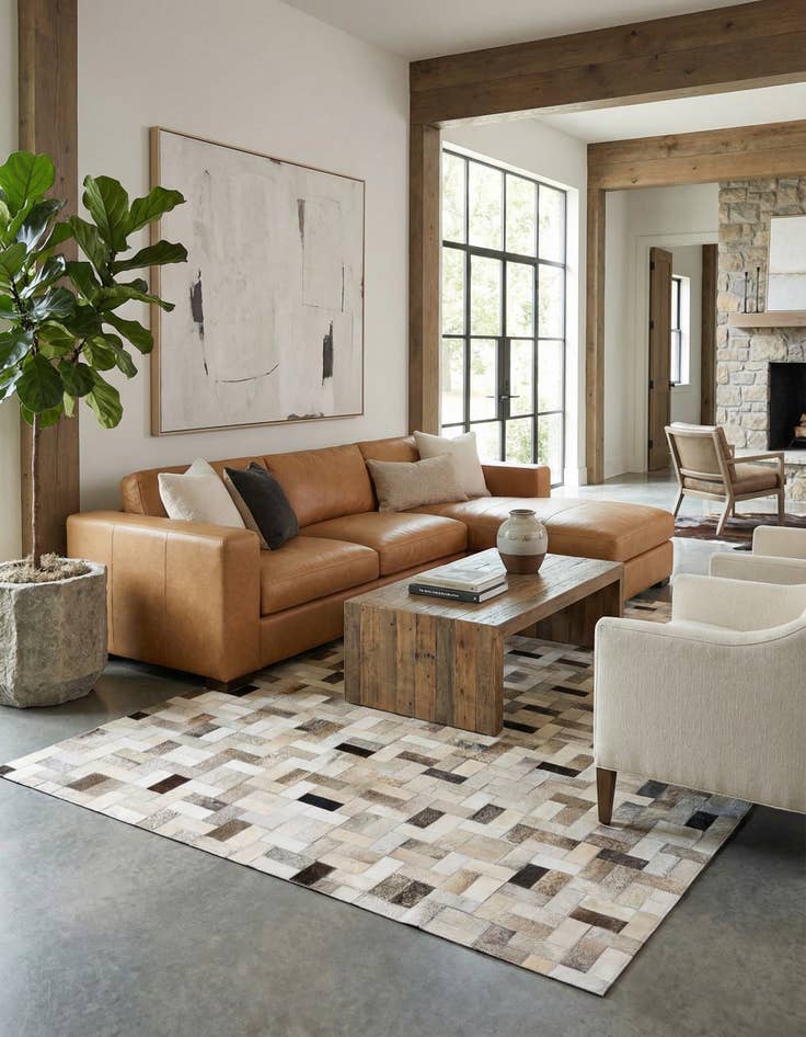 Detail image of 5' x 7' 10 Cowhide Stocks Rug