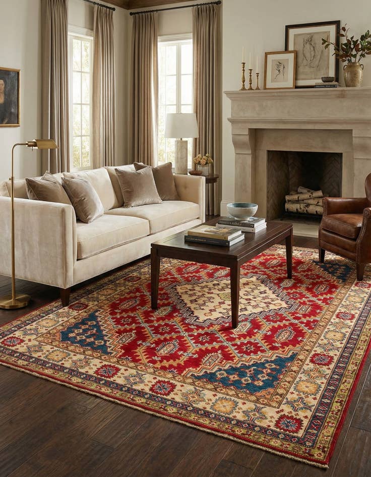 Detail image of  5' 7 x 8'  Hand Knotted Kazak Rug