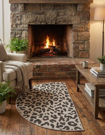 Light Gray Easy-Clean Safari Indoor / Outdoor Hearth Rug
