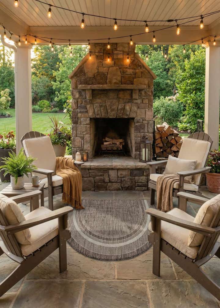 2' 7 x 4' Easy-Clean Border Indoor / Outdoor Hearth Rug