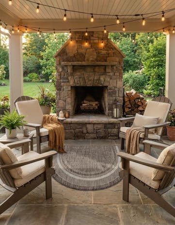 Brown Easy-Clean Border Indoor / Outdoor Hearth Rug