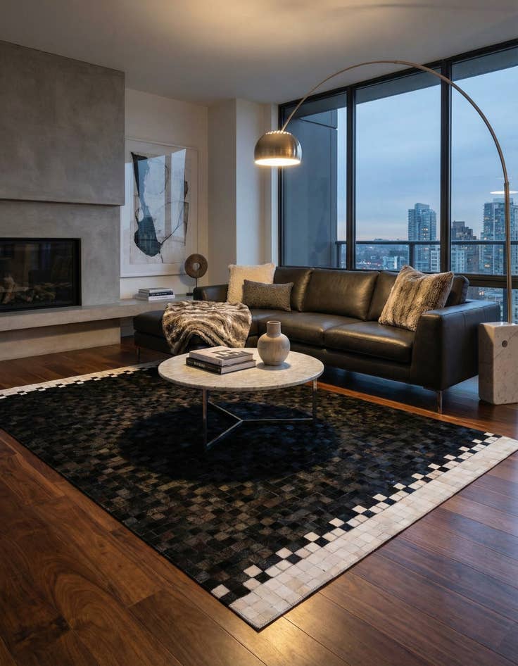 Detail image of 5' x 7' 11 Cowhide Stocks Rug