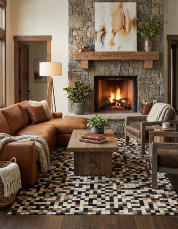 5' x 7' 10 Cowhide Leather Rug