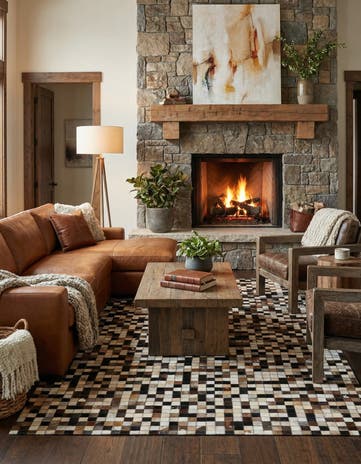 5' x 7' 10 Cowhide Leather Rug