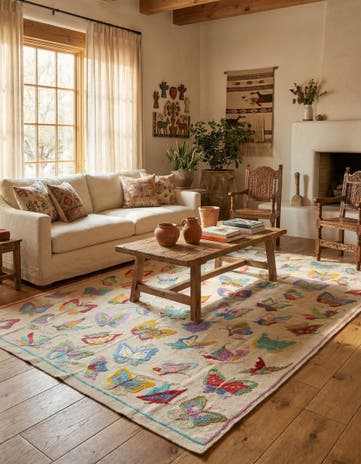 5' 4 x 7' 7 Hand Woven Kilim Suzani Wool Rug