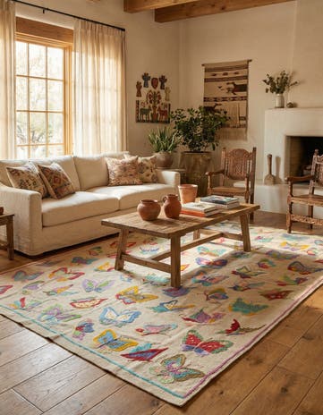 5' 4 x 7' 7 Hand Woven Kilim Suzani Wool Rug