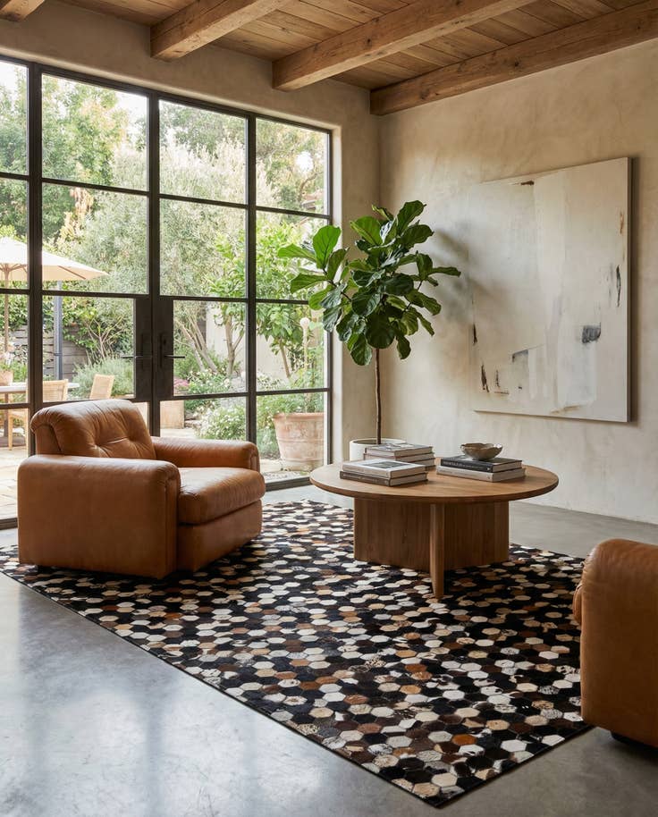 Detail image of 5' 1 x 7' 11 Cowhide - Patchwork Rug