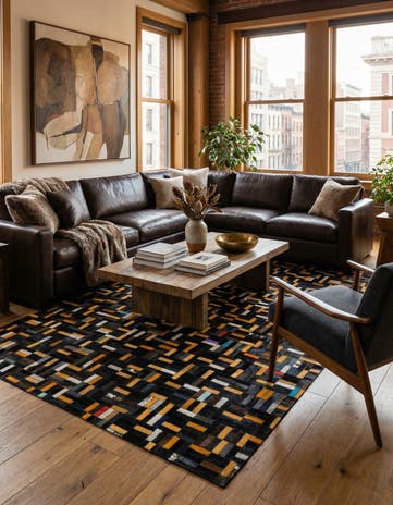 5' 2 x 8' 1 Cowhide - Patchwork Rug