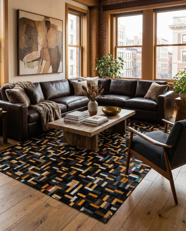 Detail image of 5' 2 x 8' 1 Cowhide - Patchwork Rug