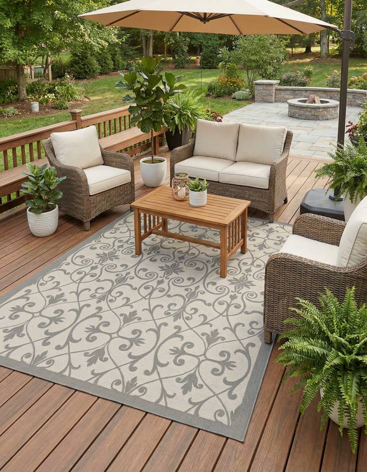 Detail image of 8' x 11' 4  Washable Botanical Indoor / Outdoor Rug