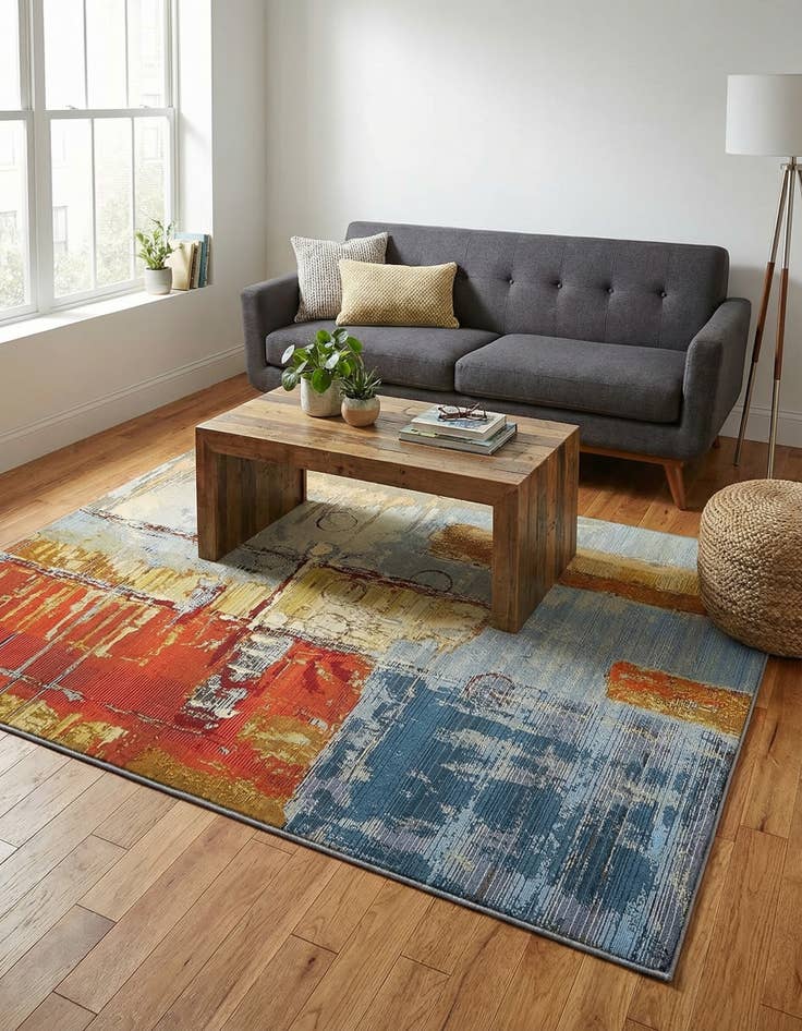 Detail image of 4' x 6'  Washable Modern Indoor / Outdoor Rug