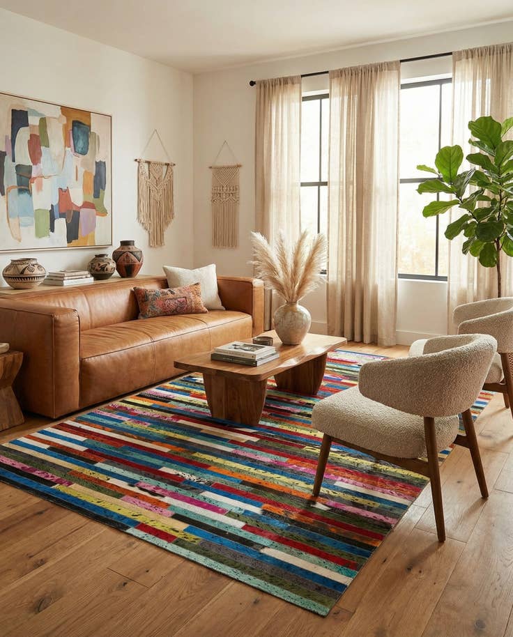 Detail image of 5' 1 x 8' Cowhide - Patchwork Rug