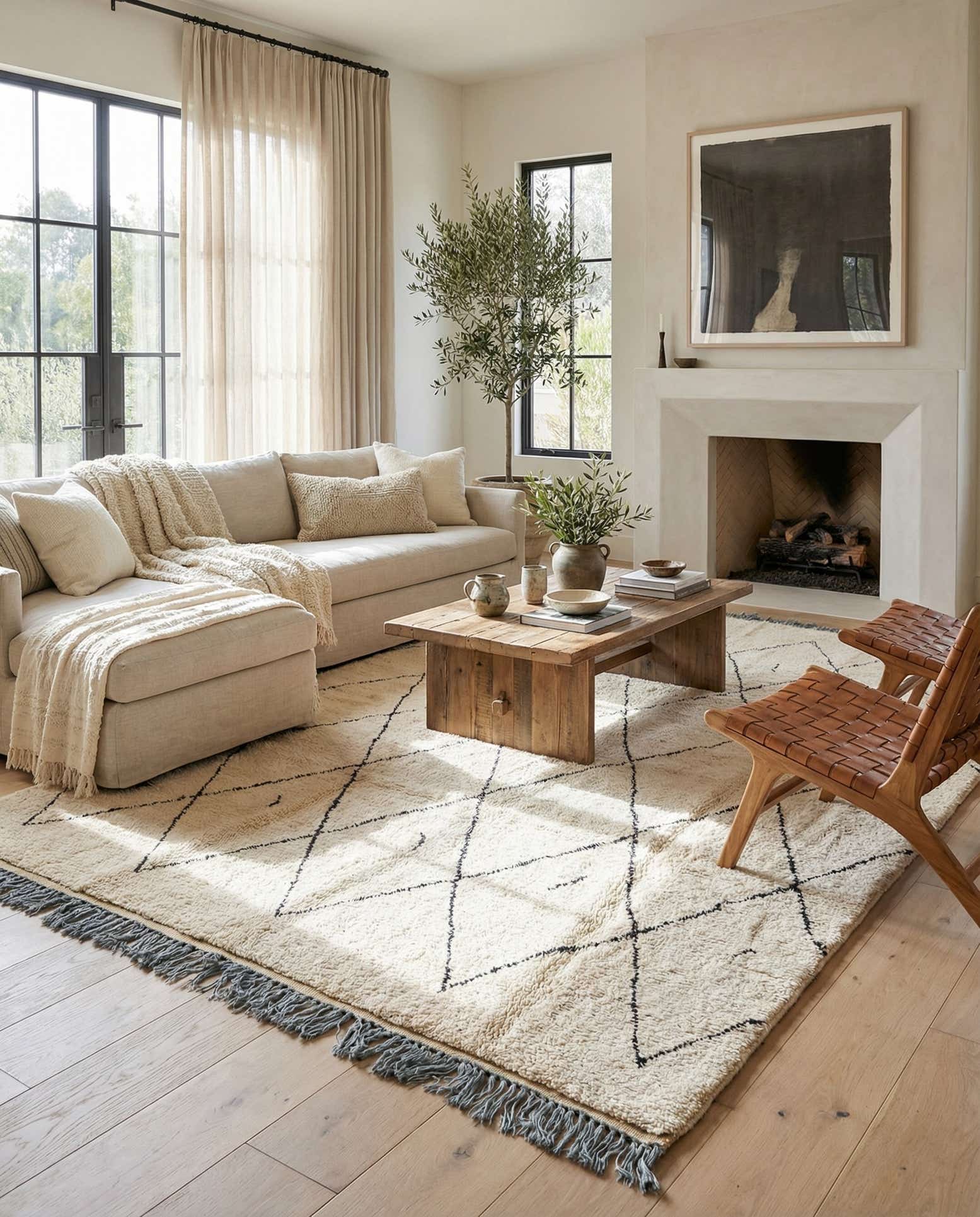 8' x 10' 5 Hand Knotted Moroccan Wool Rug