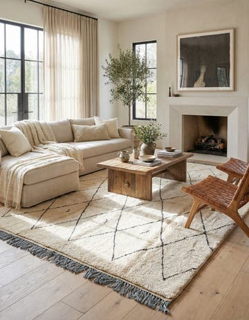 8' x 10' 5 Hand Knotted Moroccan Wool Rug
