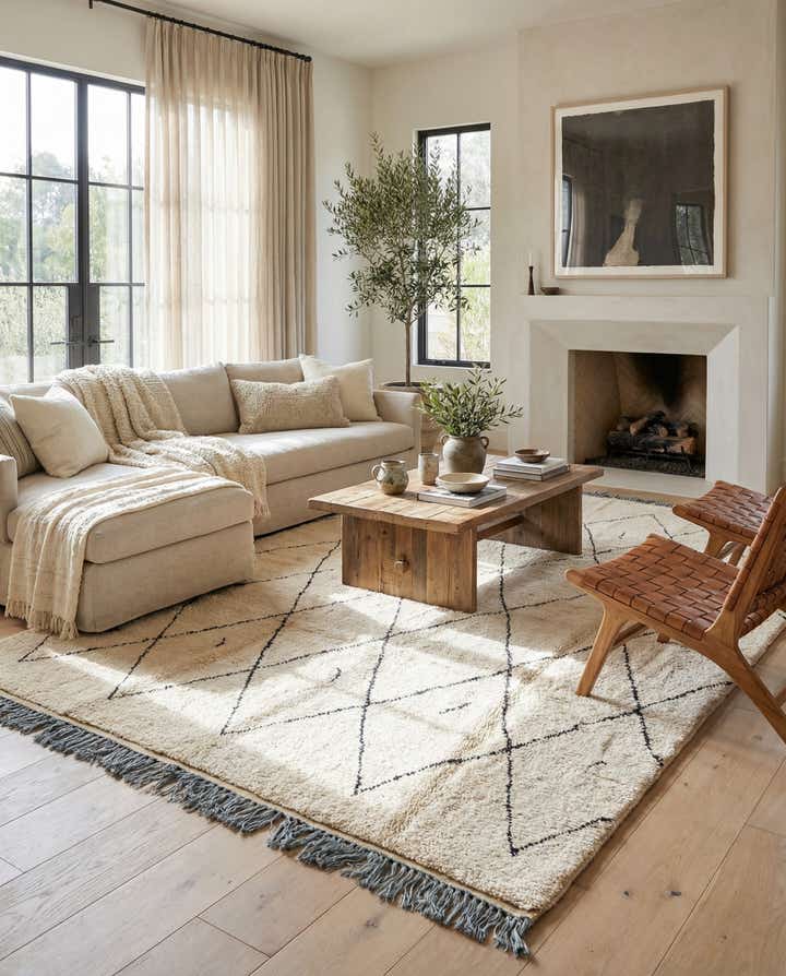 8' x 10' 5 Hand Knotted Moroccan Wool Rug