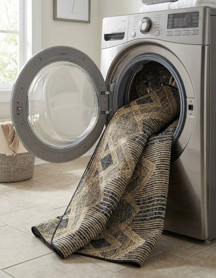 Detail image of 5' x 5'  Washable Modern Indoor / Outdoor Round Rug