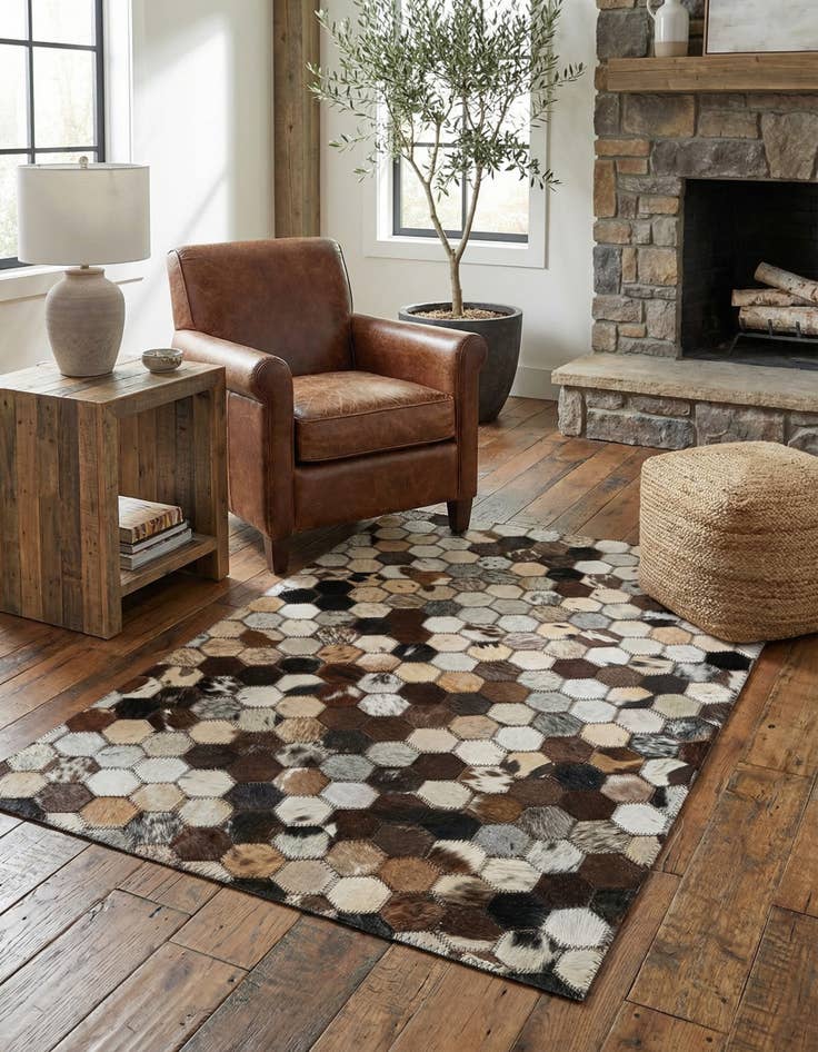 Detail image of  2' x 3' 1 Cowhide Leather Rug