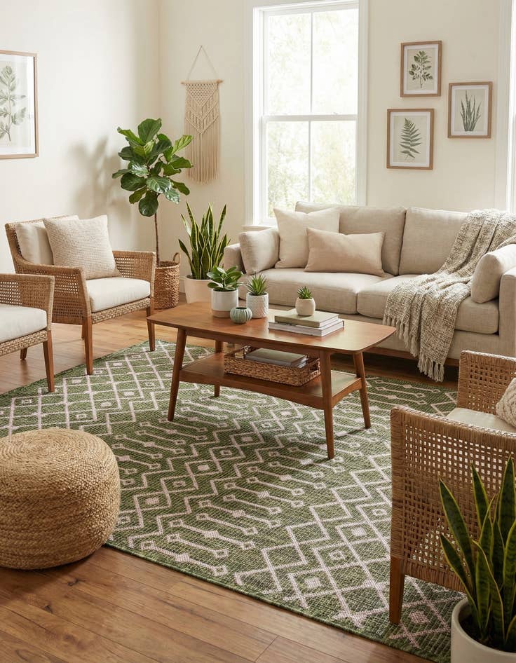 Detail image of 4' x 6'  Washable Trellis Indoor / Outdoor Rug