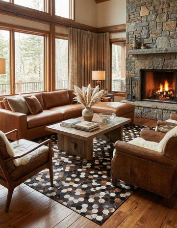 5' x 8' 1 Cowhide Leather Rug
