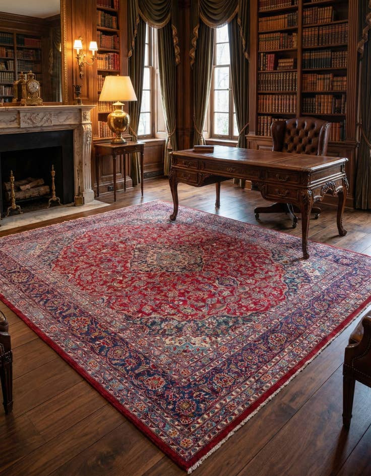 Detail image of  9' 8 x 12' 5  Hand Knotted Mashad Persian Wool Rug