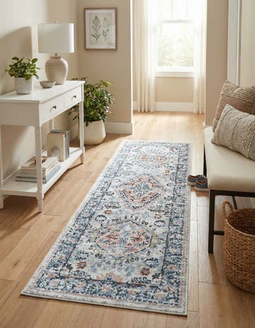 Ivory Kamala Washable Runner Rug